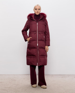 Be Florence Burgundy down jacket with fox fur BE26111