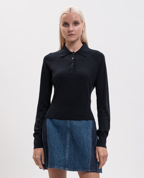 Givenchy Blue silk polo shirt with logo embroidery BWL00C4ZUU
