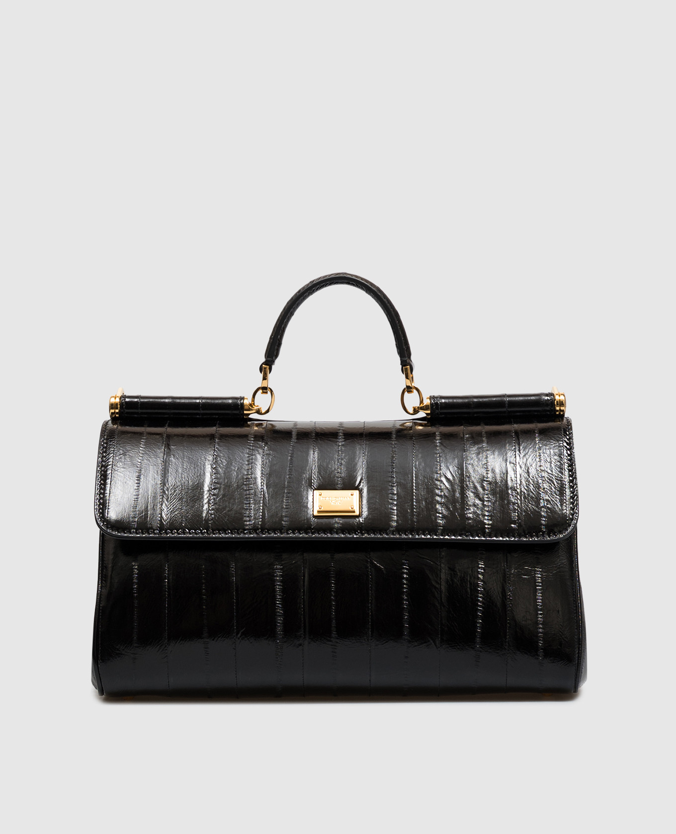 My Sicily black leather bag with logo plate