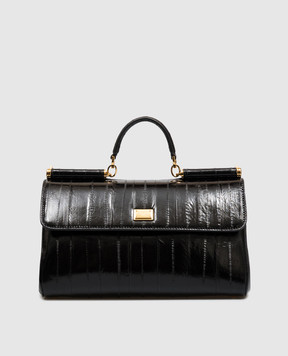 Dolce&Gabbana My Sicily black leather bag with logo plate BB7782B8291