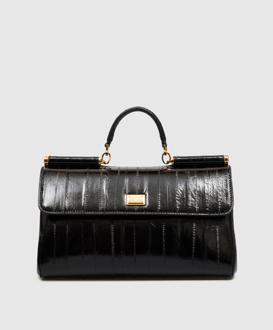 My Sicily black leather bag with logo plate