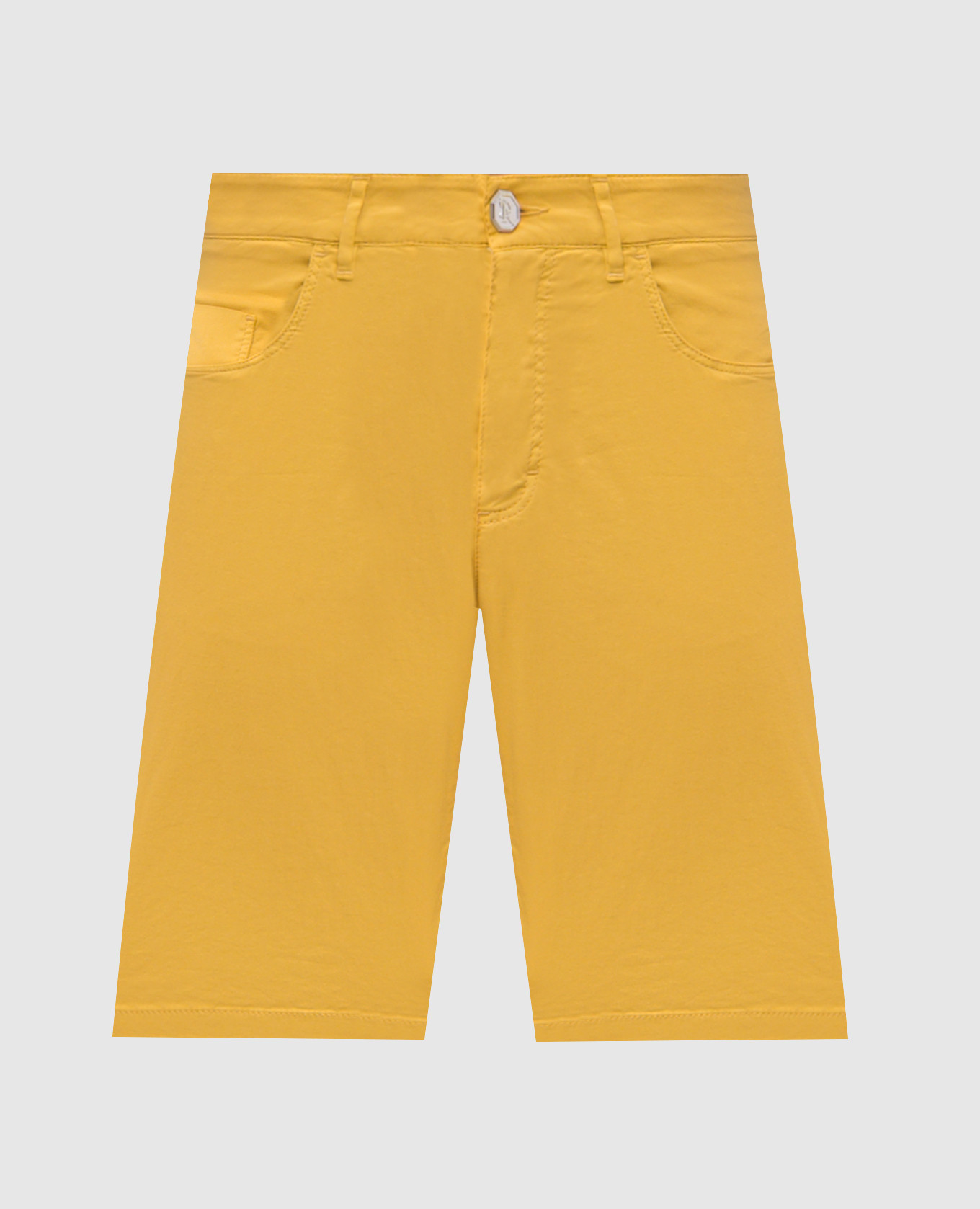 Yellow shorts with embroidered monogram logo