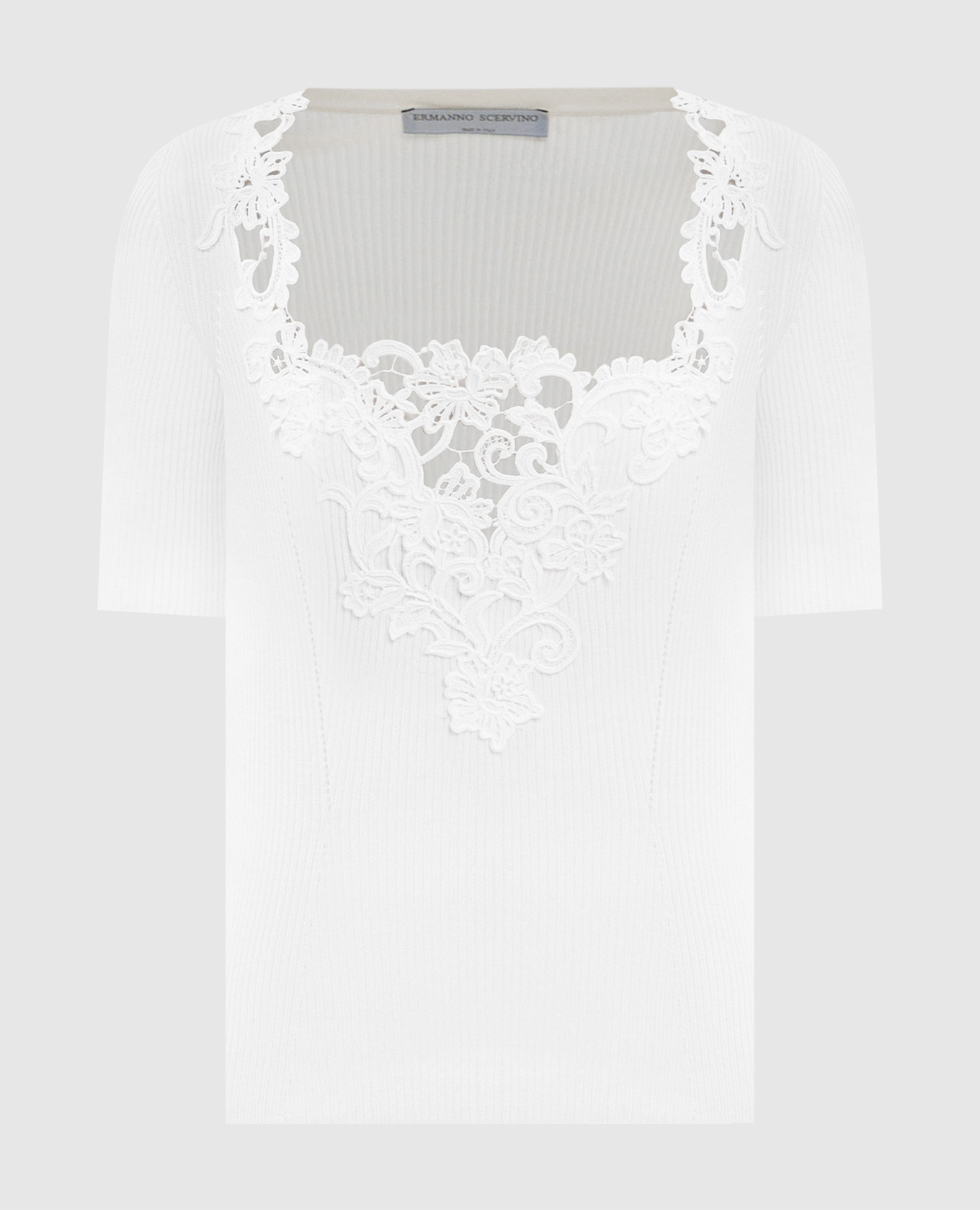 

White ribbed top with lace Ermanno Scervino