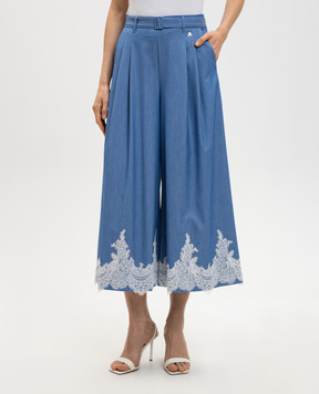 Twinset Blue culottes with lace 261AP2291