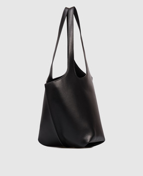 The Attico La Scoop black leather tote bag 260WAH00062LBT019AA