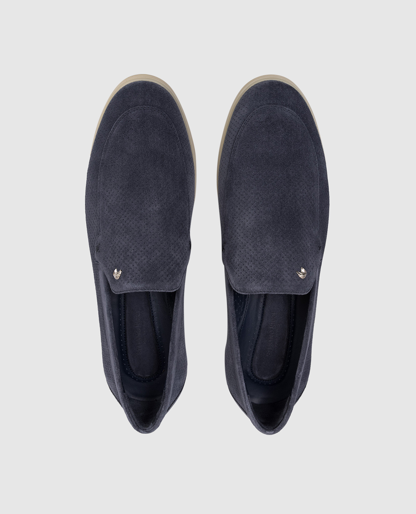 

Blue suede loafers with perforations Stefano Ricci
