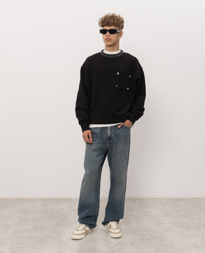 Palm Angels Black sweatshirt with branded print PAMBA008FL001