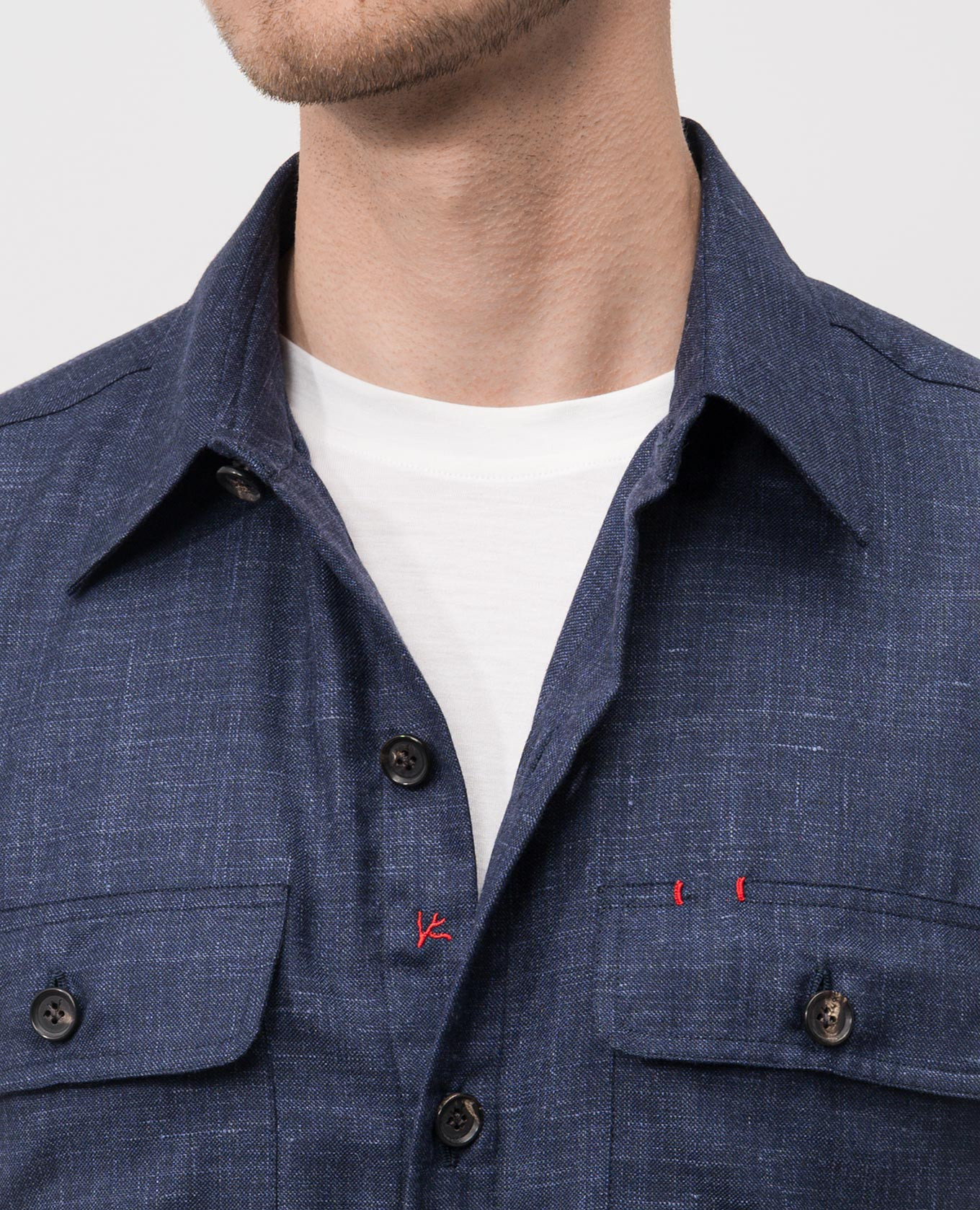 Blue shirt made of wool, cashmere, silk and linen ISAIA 5