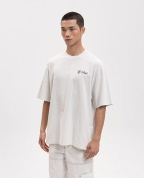 Off-White Green t-shirt with contrasting logo print 44MAA120S26J01D