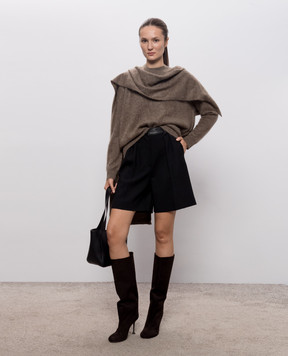 Max Mara ARIA brown yak wool sweater with scarf SMMARIA