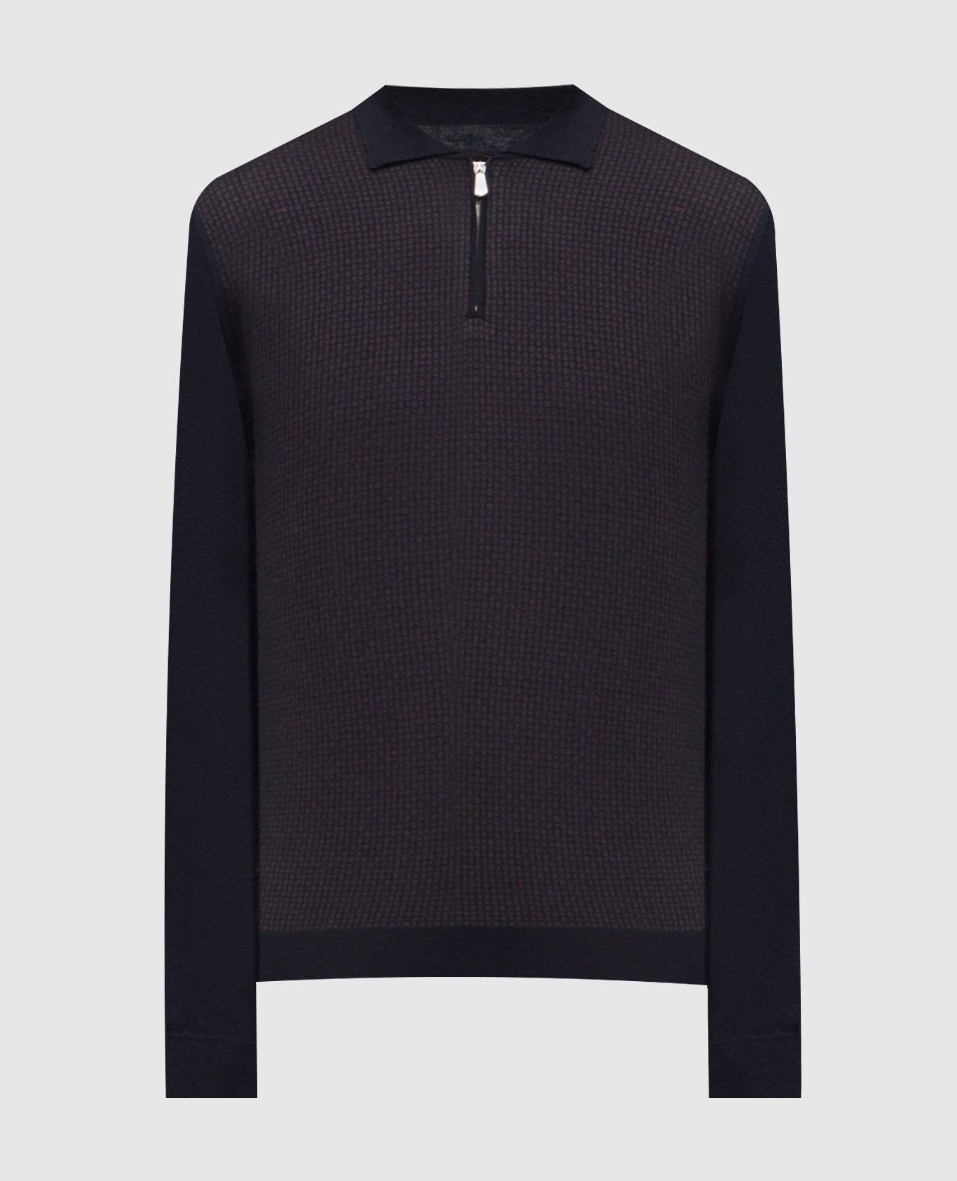 Blue wool and silk polo shirt with logo