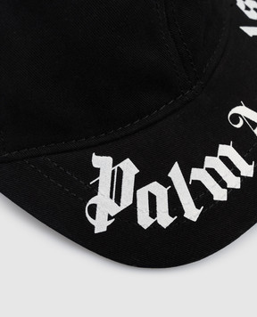 Palm Angels Children's black cap with contrasting logo print PBLB002S26FAB001