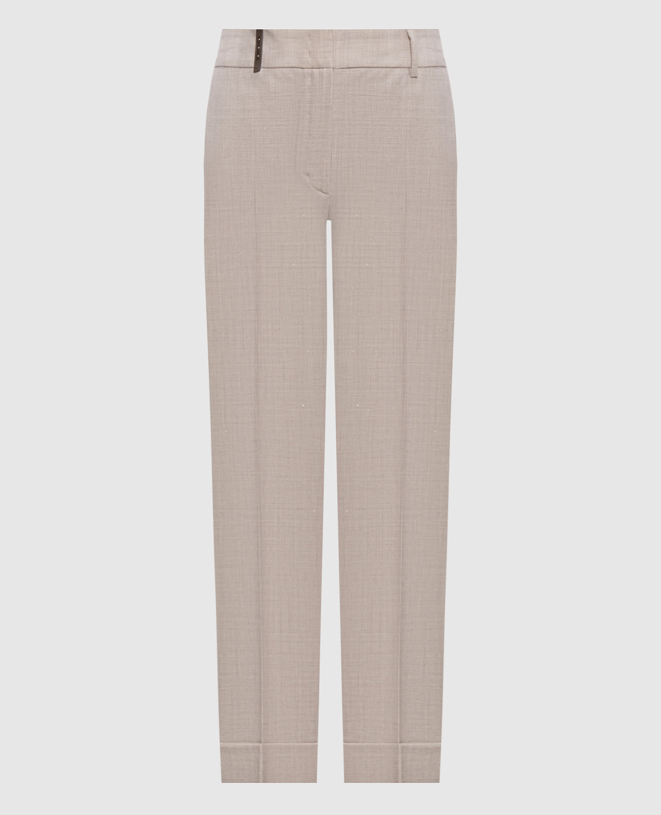 Beige wool patterned pants