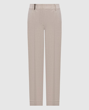 Peserico Beige wool patterned pants A04753D06413