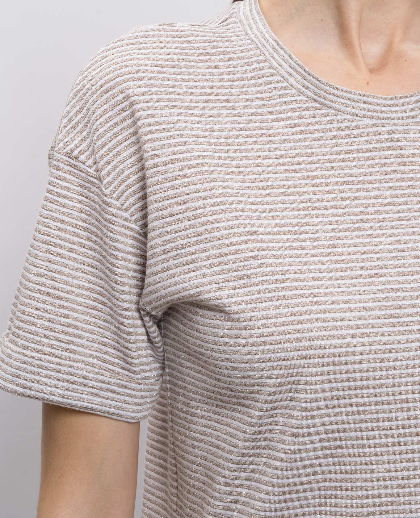 Beige striped linen T-shirt Peserico 5