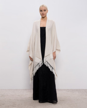 Brunello Cucinelli Beige poncho with linen MSCDAGP08
