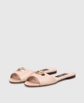 Dolce&Gabbana Beige leather flip-flops with monogram CQ0684A1953