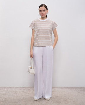 Peserico Beige striped linen top S06416J003028
