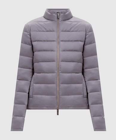 Grey quilted down jacket