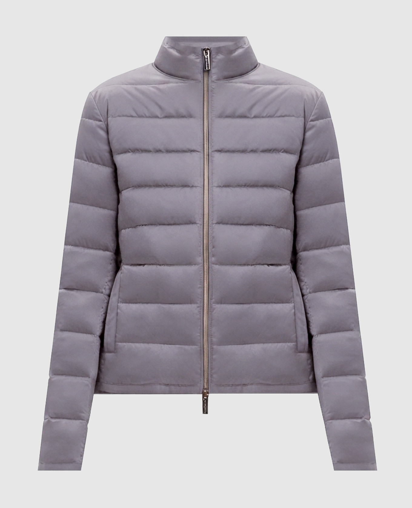 Grey quilted down jacket