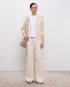 Peserico Beige cardigan with hood S99111F0709234