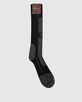 Stefano Ricci Black knee-high socks with monogram logo MHI99SL001SA5181