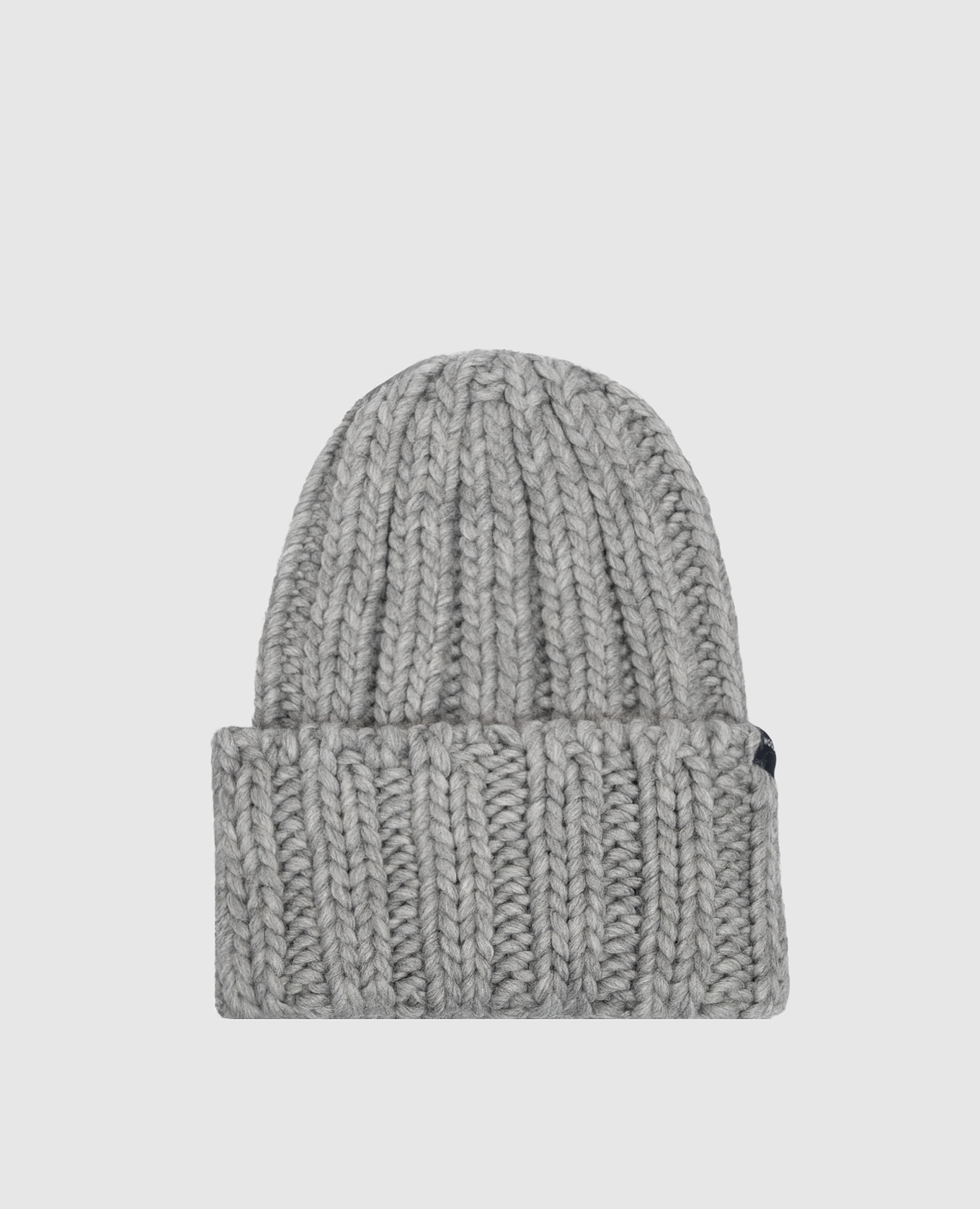 Grey wool hat with logo patch