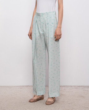 Victoria Beckham Green printed silk pants 1226WTR002857O