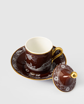 Ginori 1735 Castagna brown porcelain espresso set 004RG00FX9176LX