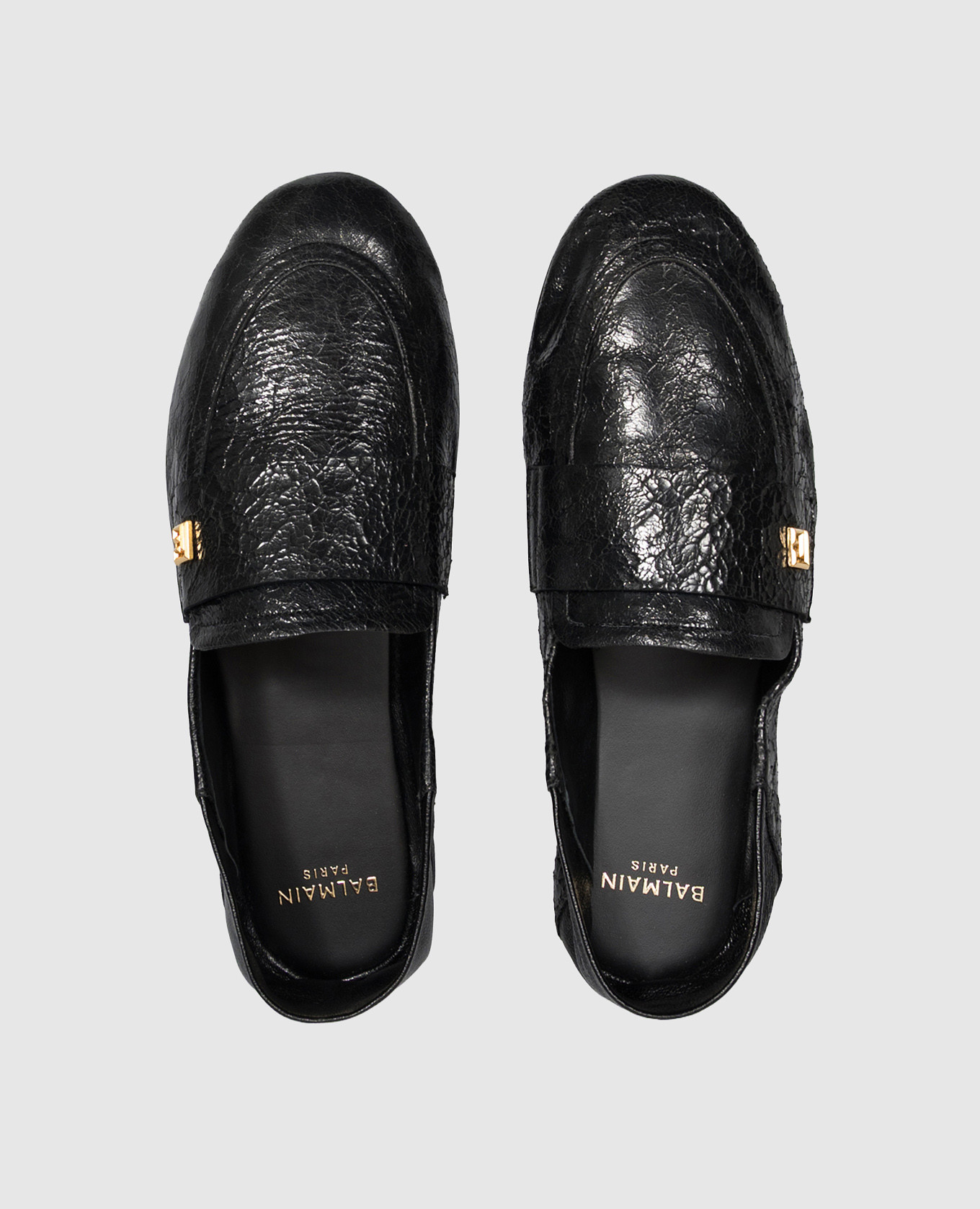 Black leather loafers with monogram Balmain 4