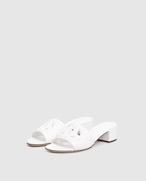 Dolce&Gabbana White leather mules with logo CR1755AY329