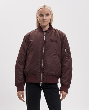 Off-White Burgundy bomber jacket with logo patch 2FG00660T