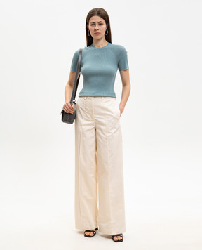 JOSEPH Belarb turquoise ribbed linen top JF009768