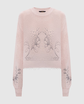 Twinset Pink sweater with floral embroidery 262AP3230