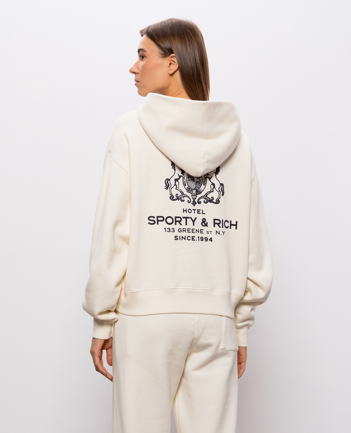 SR Hotel ivory print hoodie Sporty & Rich 4
