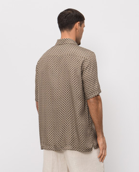 Peserico Brown shirt with emblem print R56057Z08191