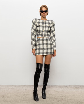 Vetements Ivory tweed mini skirt with wool WH27SK026WC