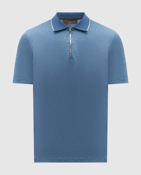 Brett Johnson Blue linen and silk polo shirt SS26J82JD609OCE