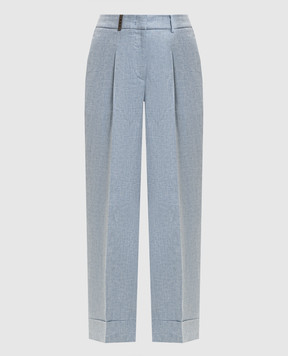 Peserico Blue linen trousers with lapels P04015Z02598