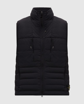 Stone Island Black down vest with logo patch L2S15G100011S0183