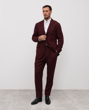 Brunello Cucinelli Burgundy wool and cashmere suit MV417LDWM