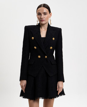 Balmain Black double-breasted tweed jacket GF1SI505XL81