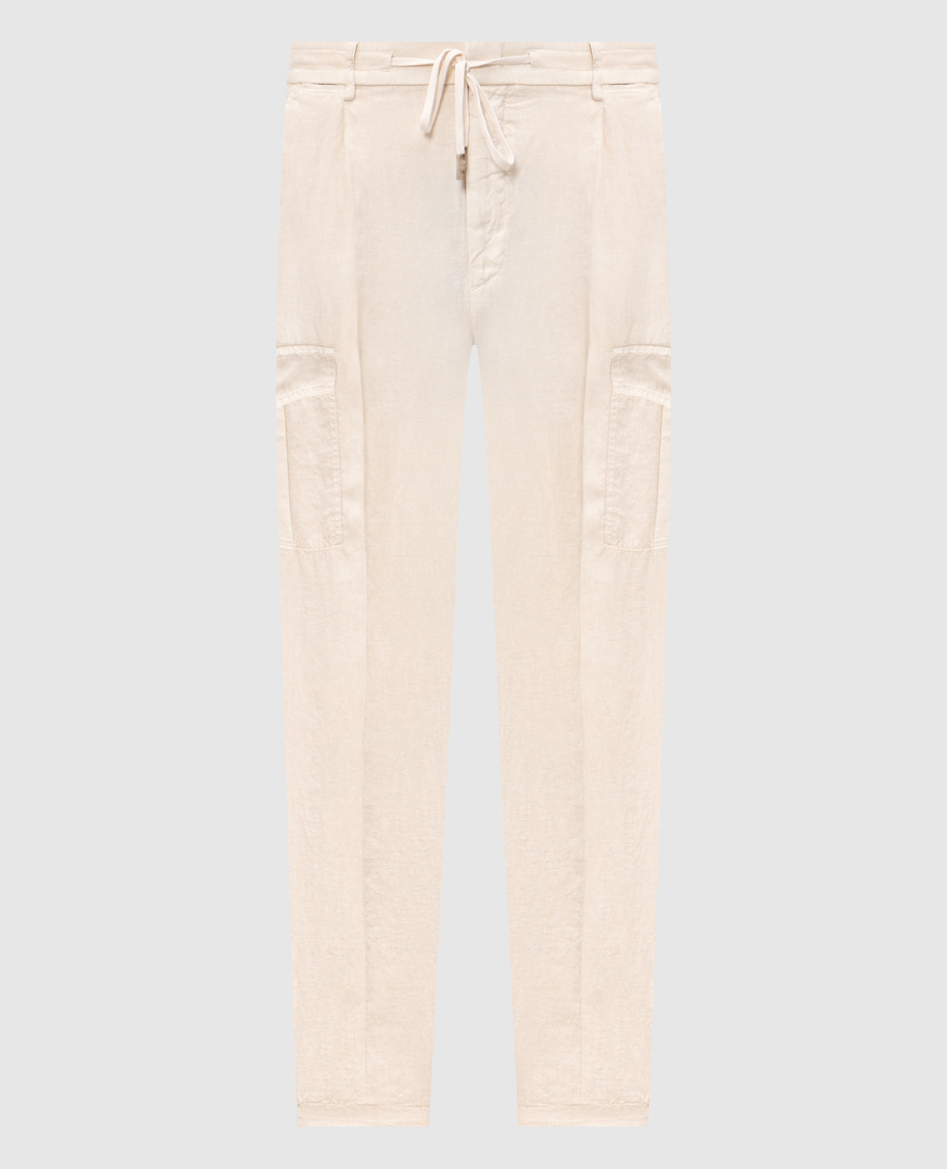 Beige linen cargo pants