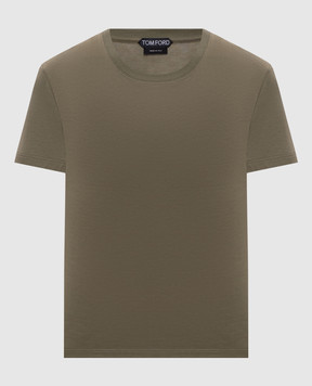 Tom Ford Khaki T-shirt with monogram TSJ629JEX190