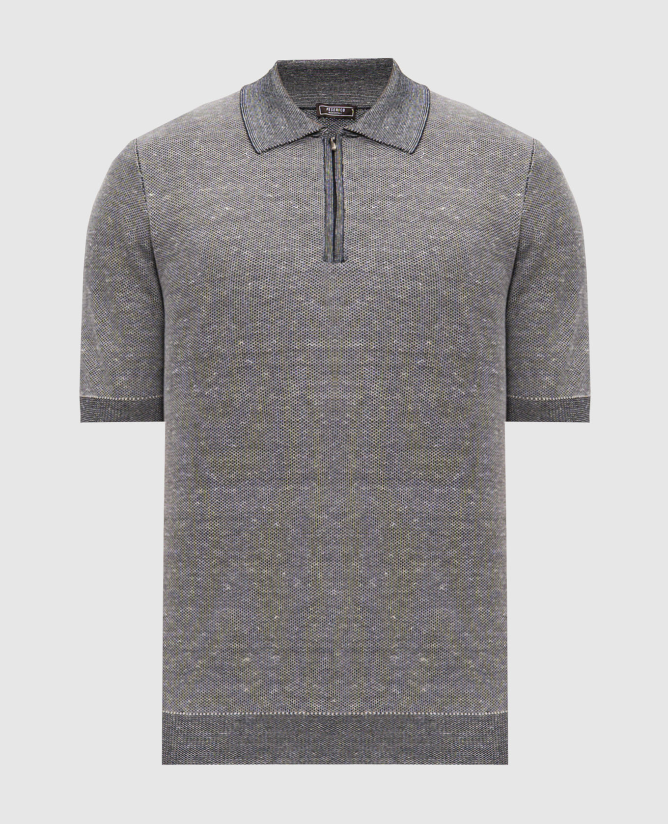 Gray polo shirt with linen pattern