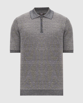 Peserico Gray polo shirt with linen pattern R59473F129108N