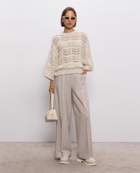 Peserico Beige wool patterned pants A0479006413