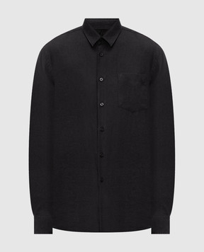 Vilebrequin Black linen shirt with embroidery CRSD3U00