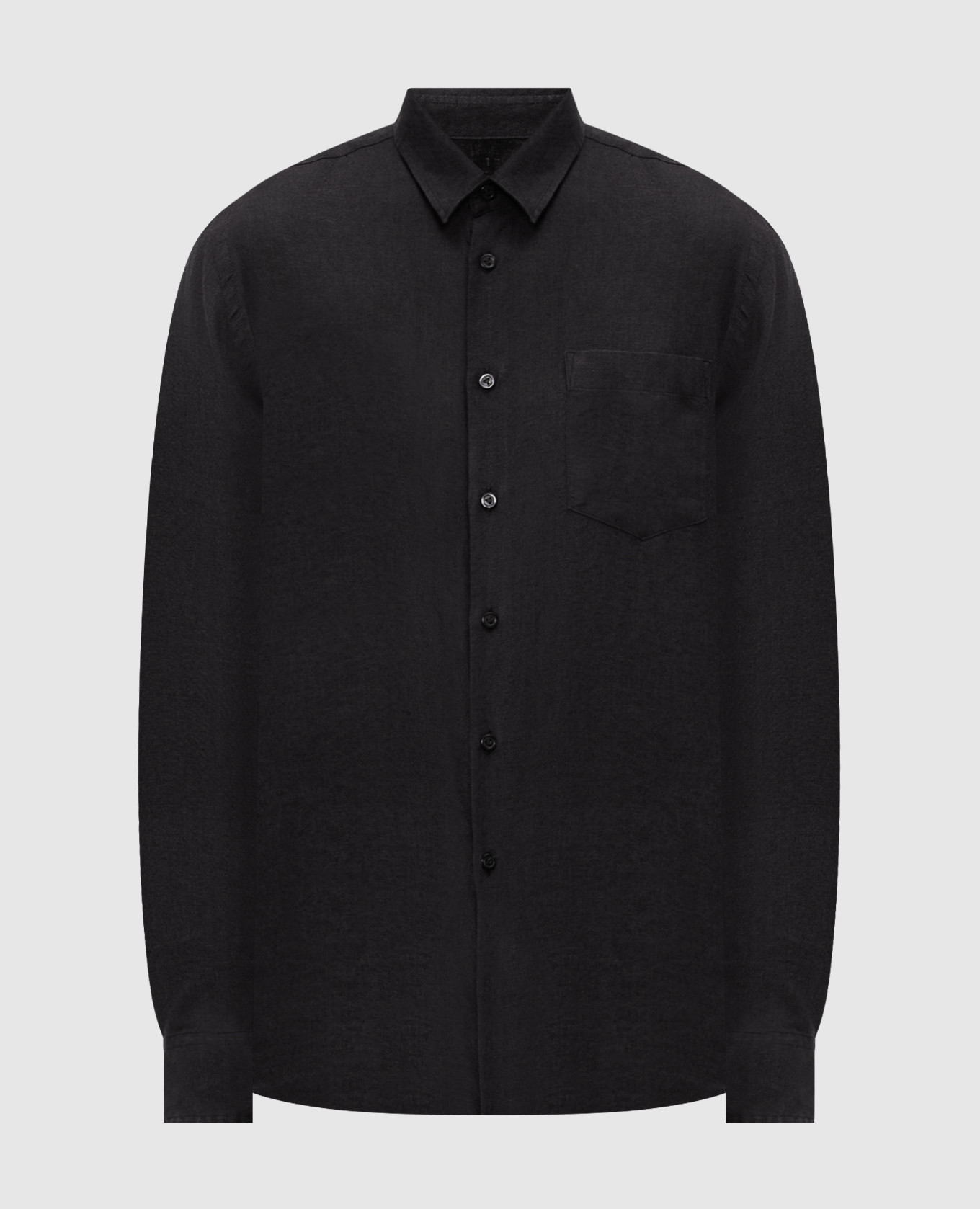 Black linen shirt with embroidery