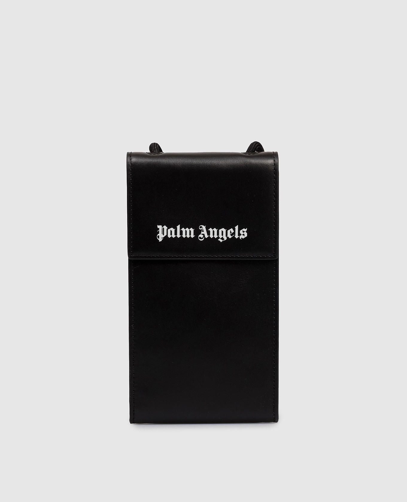 

Black leather phone case with logo Palm Angels